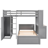 L-Shaped Twin Over Twin Bunk Beds with Desk and Storage - [Wooden, Drawers, Wardrobe]