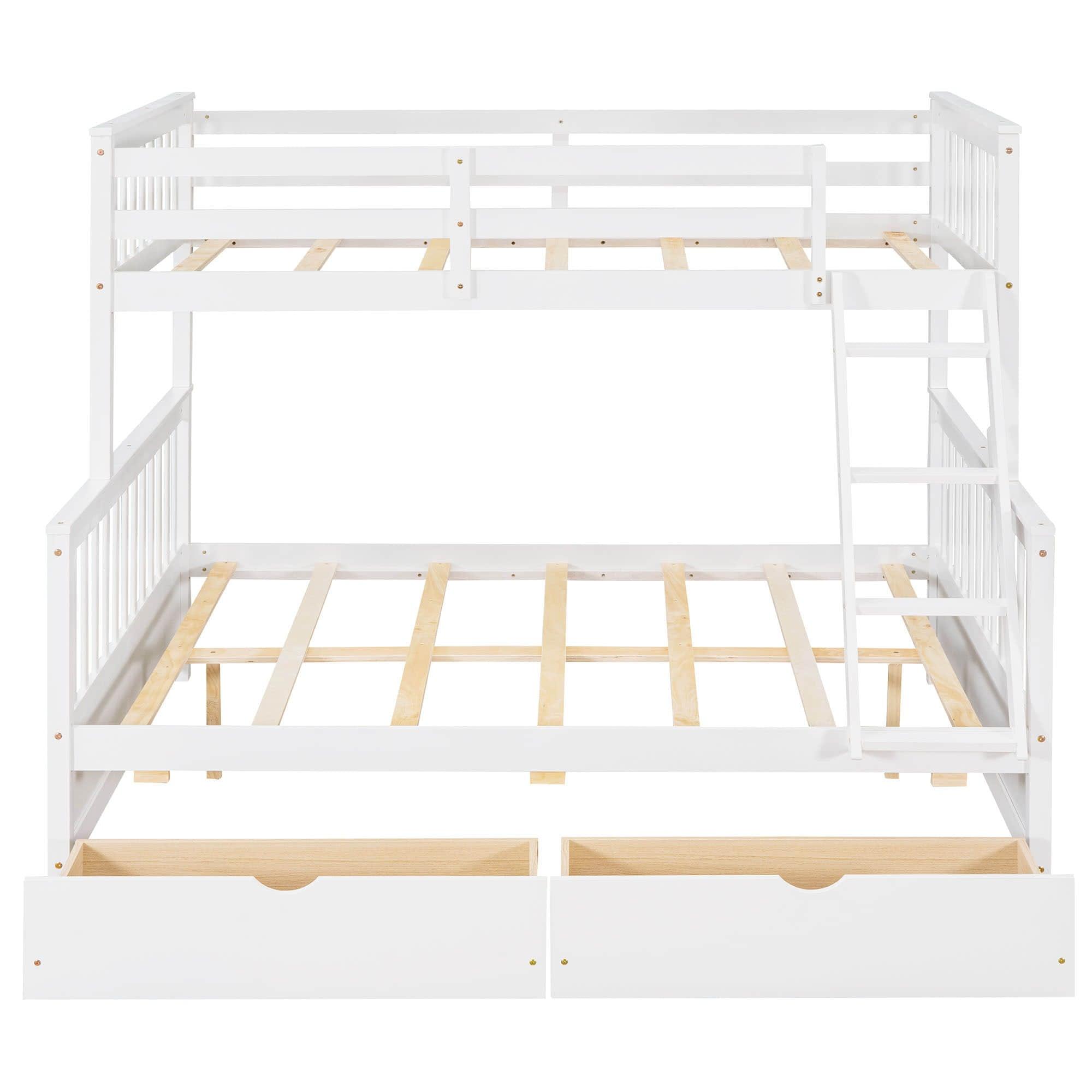 Twin over Full Convertible Bunk Bed for Kids, Adults with Storage - [Drawers]