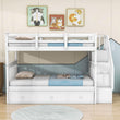 Twin Over Twin Bunk Bed With Stairs and Storage - [Drawers, Shelves, Wood]