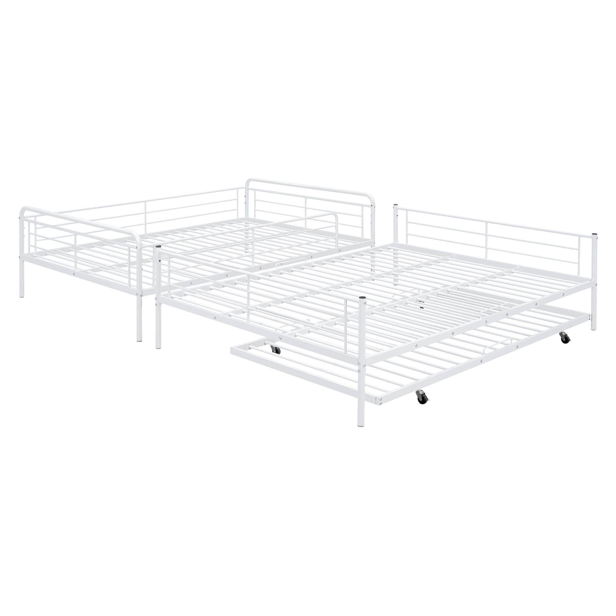 Convertible Full XL Over Queen Metal Bunk Beds with Trundle