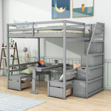 Convertible Full Over Full Bunk Beds with Stairs and Storage - [Wooden]