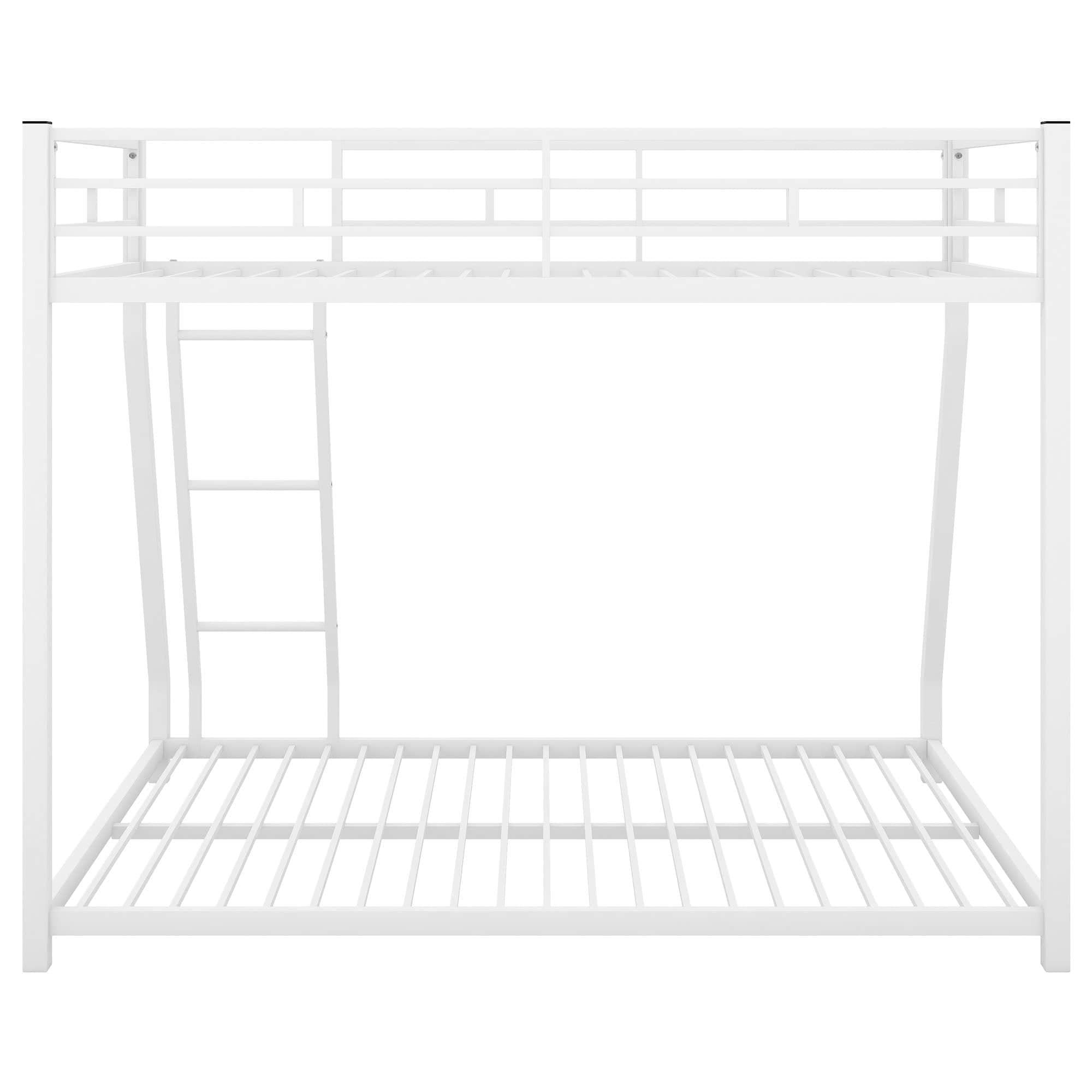 Modern Twin Over Full Metal Low Bunk Beds - [Floor, Classic]