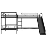 Twin Corner Quad Bunk Beds with Slide for Kids - [Metal, L-Shaped]