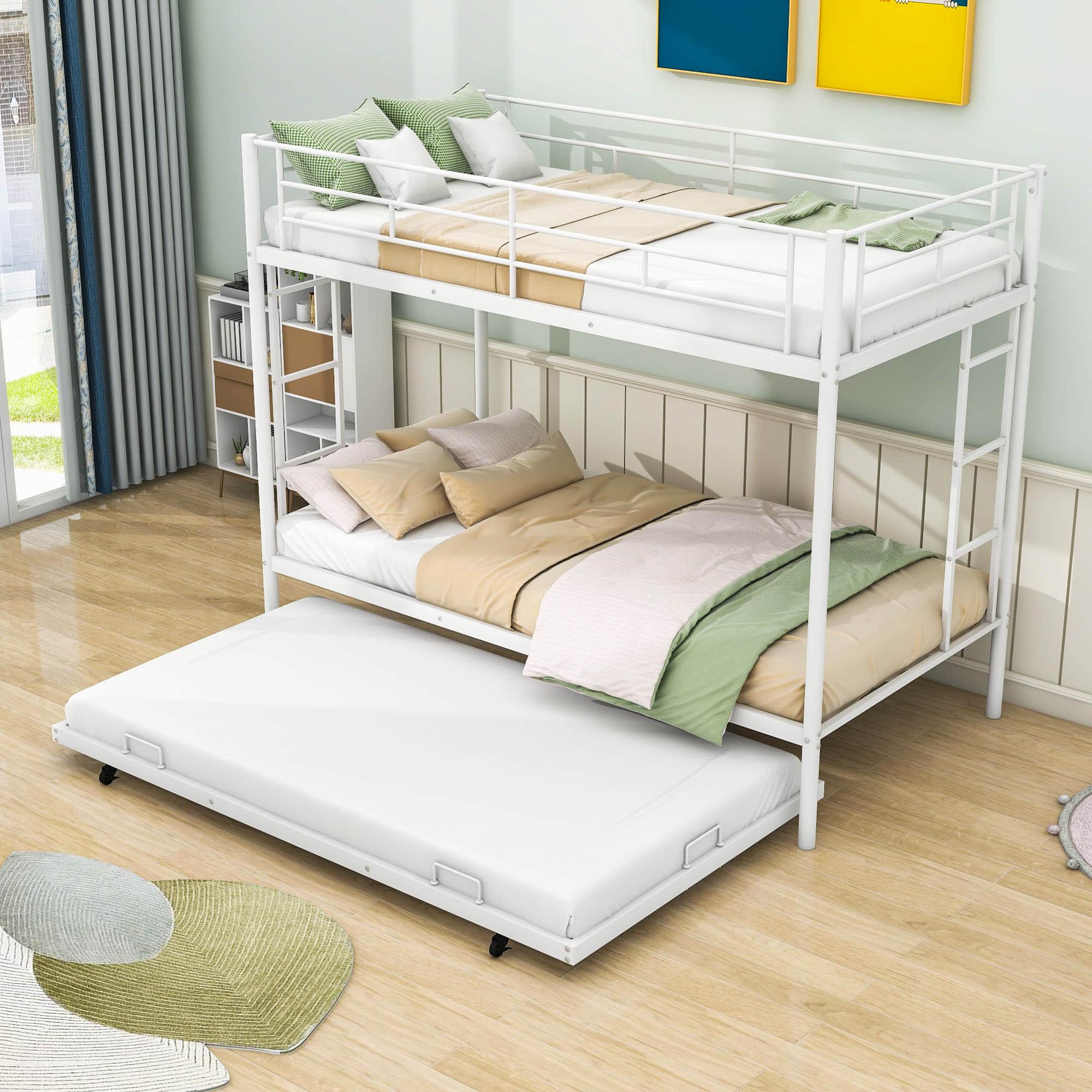 Heavy-Duty Metal Twin Over Twin Bunk Beds with Twin Trundle