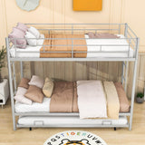 Heavy-Duty Metal Twin Over Twin Bunk Beds with Twin Trundle