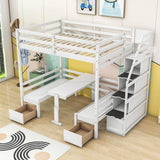 Convertible Full Over Full Bunk Beds with Stairs and Storage - [Wooden]