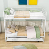 Heavy-Duty Metal Twin Over Twin Bunk Beds with Twin Trundle