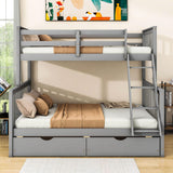 Twin over Full Convertible Bunk Bed for Kids, Adults with Storage - [Drawers]