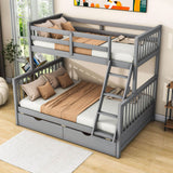 Twin over Full Convertible Bunk Bed for Kids, Adults with Storage - [Drawers]