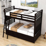 Convertible Twin Over Twin Wooden Bunk Beds with Storage Drawers