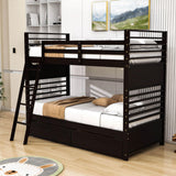 Convertible Twin Over Twin Wooden Bunk Beds with Storage Drawers