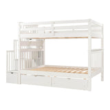 Wooden Convertible Full Over Full Bunk Beds with Stairs and Storage