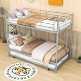 Heavy-Duty Metal Twin Over Twin Bunk Beds with Twin Trundle