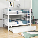 Convertible Full Over Full Bunk Beds with Trundle for Kids Adults - [Wooden]