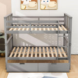 Full Over Full Bunk Beds with Storage Drawers for Kids - [Wooden, Convertible]