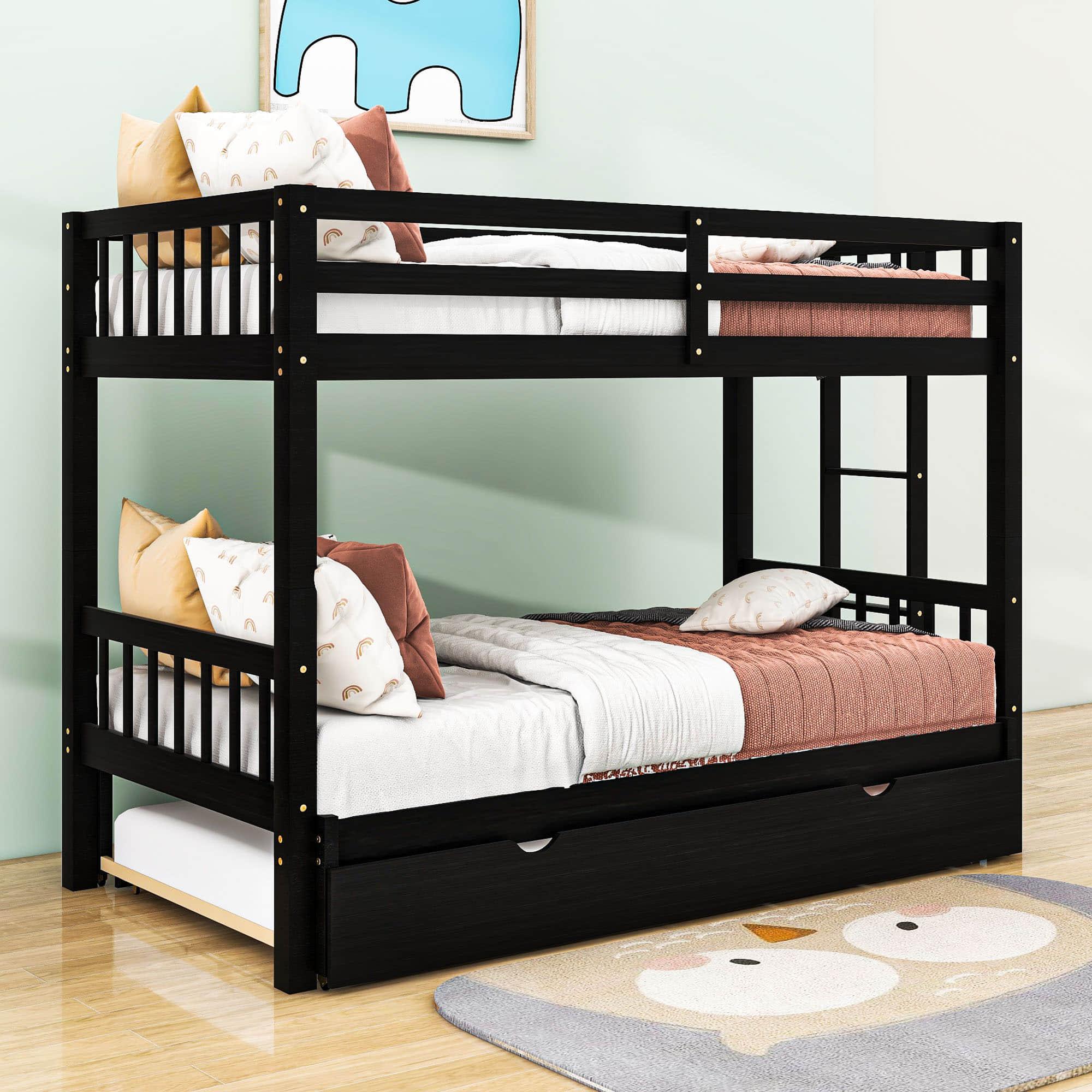 Extendable Twin Over Twin to King Bunk Beds with Trundle - [Wooden, Convertible]