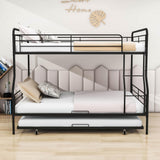 Convertible Full XL Over Queen Metal Bunk Beds with Trundle