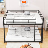 Full XL Over Queen Metal Floor Loft Bunk Beds with Ladder for Adults