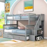 Twin Over Full Bunk Beds for Kids, Adults with Trundle and Storage