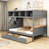 Twin Over Full Bunk Beds with Stairs and Storage for Adults - [Wooden, Drawers, Bookcase]