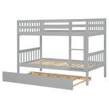 Convertible Twin Over Twin Bunk Beds with Trundle for Kids, Teens - [Solid Wood]