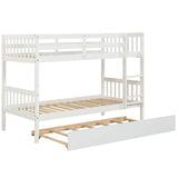 Convertible Twin Over Twin Bunk Beds with Trundle for Kids, Teens - [Solid Wood]