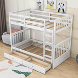 Wooden Twin Over Twin Bunk Beds with Storage Drawers - [Convertible]