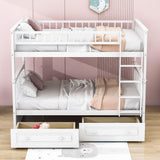 Full Over Full Bunk Beds with Storage Drawers for Kids - [Wood, Convertible, Small Room]