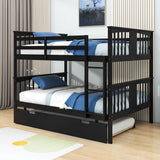 Convertible Full Over Full Bunk Beds with Trundle for Kids Adults - [Wooden]