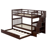 Twin Over Twin Bunk Beds with Stairs and Trundle, Storage - [Convertible, Shelves]