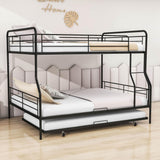 Convertible Full XL Over Queen Metal Bunk Beds with Trundle