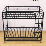 Metal Twin Over Twin Convertible Bunk Beds for Adults Kids with Storage