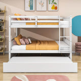 Convertible Full Over Full Bunk Beds with Trundle for Kids, Teens - [Wooden]