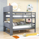 Solid Wood Convertible Full Over Full Bunk Beds with Bookcase Headboard