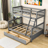 Twin over Full Convertible Bunk Bed for Kids, Adults with Storage - [Drawers]