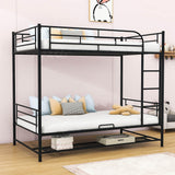 Metal Twin Over Twin Convertible Bunk Beds for Adults Kids with Storage