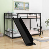 Low Twin Over Twin Bunk Beds with Slide for Kids, Toddler - [Metal]