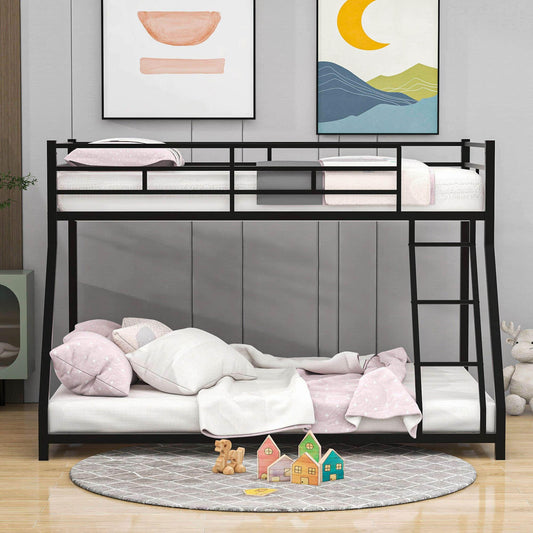 Modern Twin Over Full Metal Low Bunk Beds - [Floor, Classic]