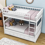 Convertible Twin Over Twin Bunk Beds with Storage Drawers - [Wooden]