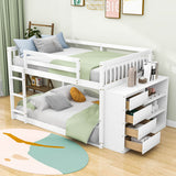 Low Full Over Full Bunk Beds for Kids, Toddlers with Storage - [Wood]