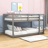 Wooden Low Twin Over Twin Floor Toddler Bunk Beds