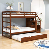 Low Twin Over Twin Bunk Beds for Kids with Storage Stairs and Trundle