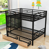 Convertible Full Over Full Bunk Beds with Storage Drawers for Kids - Metal