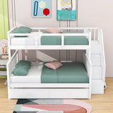 Twin Over Full Bunk Beds for Kids, Adults with Trundle and Storage