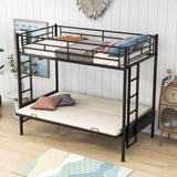 Twin Over Full Futon Bunk Beds with 2 Ladders - [Black, Metal]