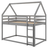 Montessori Wood House Twin over Twin Loft Bunk Bed for Kids, Toddler - [Low]