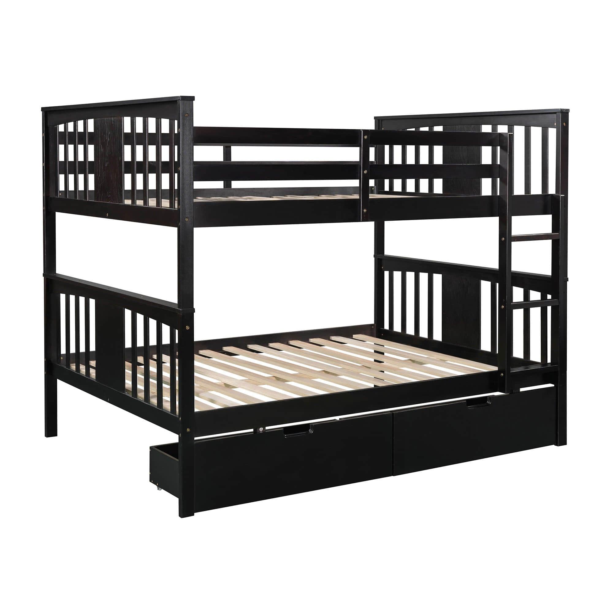 Full Over Full Bunk Beds with Storage Drawers for Kids - [Wooden, Convertible]