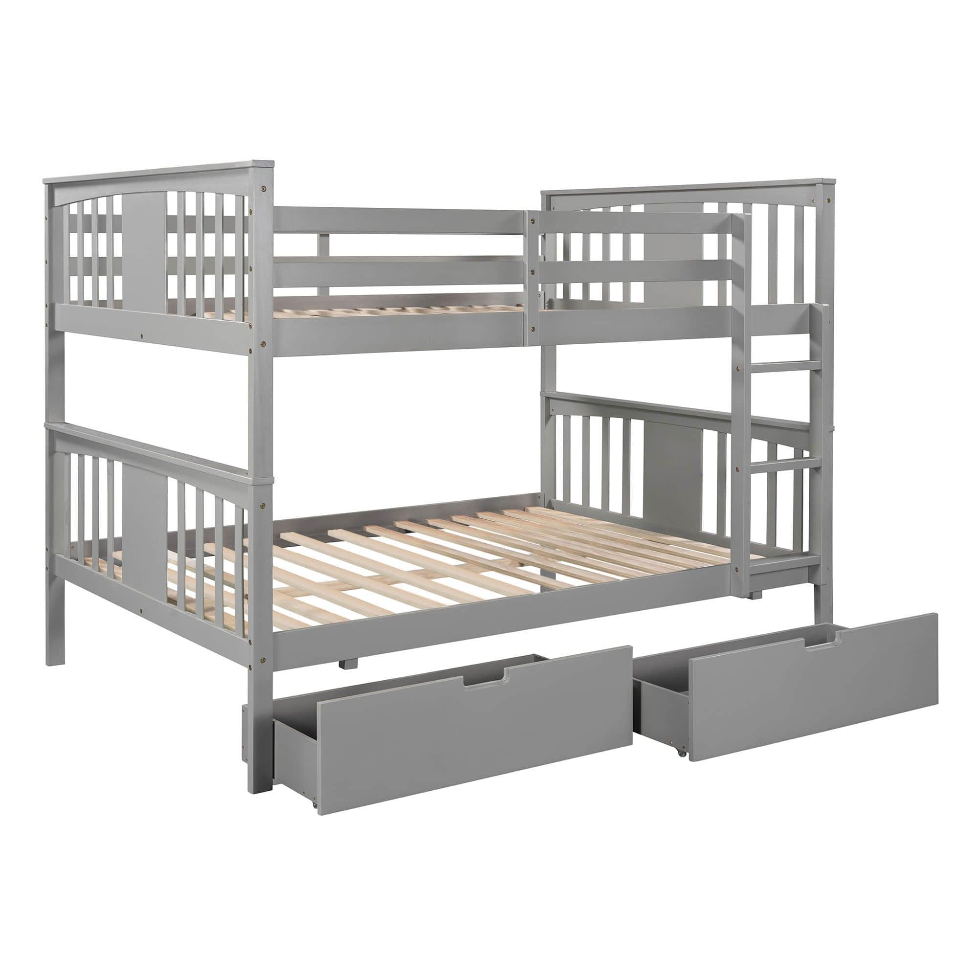 Full Over Full Bunk Beds with Storage Drawers for Kids - [Wooden, Convertible]