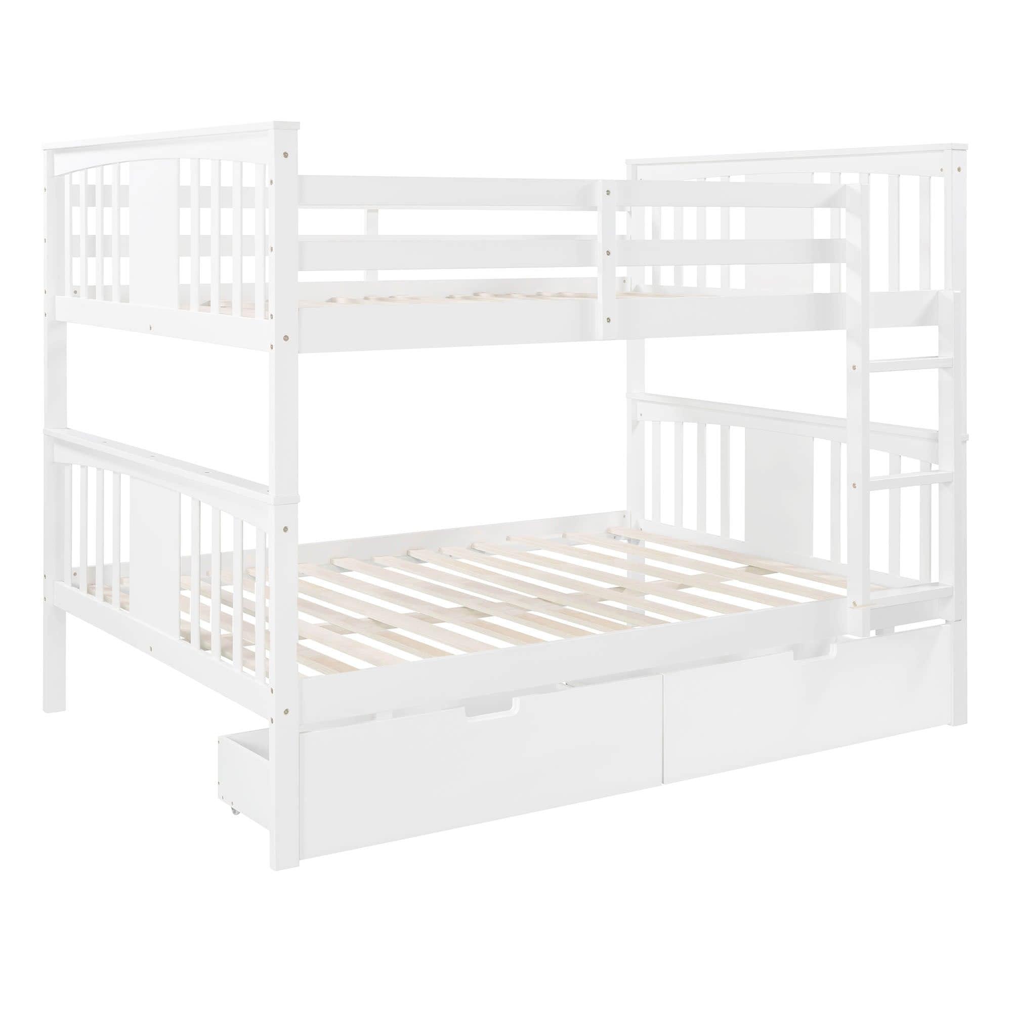 Full Over Full Bunk Beds with Storage Drawers for Kids - [Wooden, Convertible]