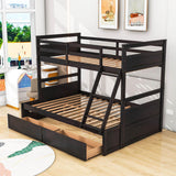 Wooden Twin Over Full Bunk Beds with Storage Drawers for Kids, Adult - [Convertible]